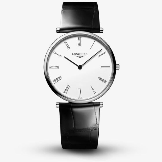 Longines Ladies La Grande Classique White Dial Black Leather Strap Watch L4.755.4.11.2