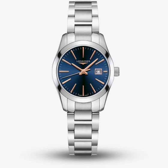 Longines Ladies Conquest Blue Dial Silver Bracelet Watch L2.286.4.92.6