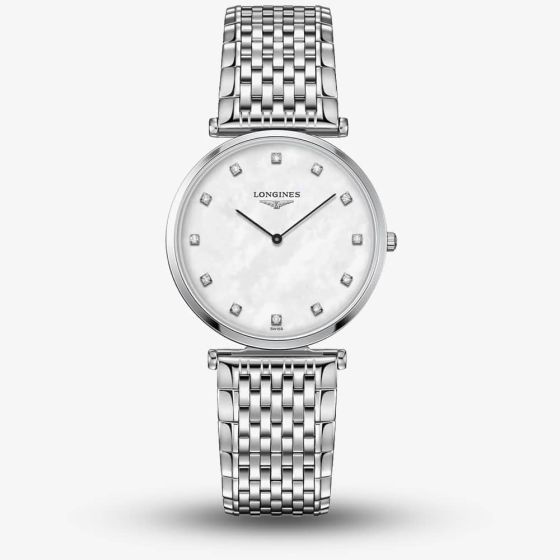 Longines Ladies La Grande Classique Diamond Set Mother of Pearl Bracelet Watch L4.709.4.88.6