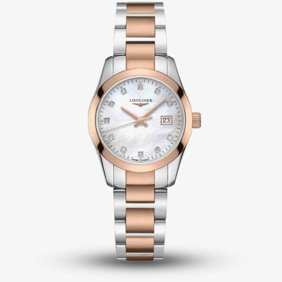 Longines Ladies Conquest Classic Two Tone Diamond Bracelet Watch L2.286.3.87.7