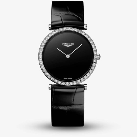 Longines Ladies La Grande Classique Black Diamond Bezel Watch L4.523.0.50.2