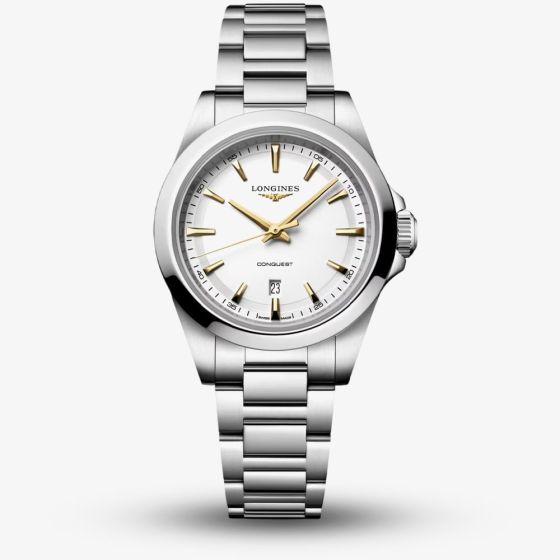 Longines Ladies Conquest White Dial Bracelet Watch L3.350.4.12.6