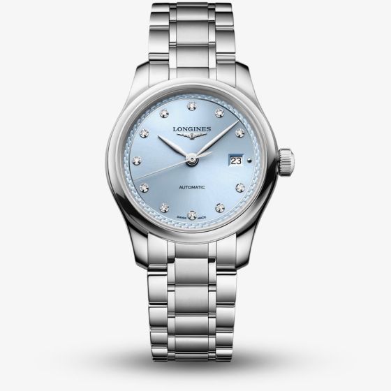 Longines Ladies Master Diamond Blue Dial Bracelet Watch L2.449.4.97.6