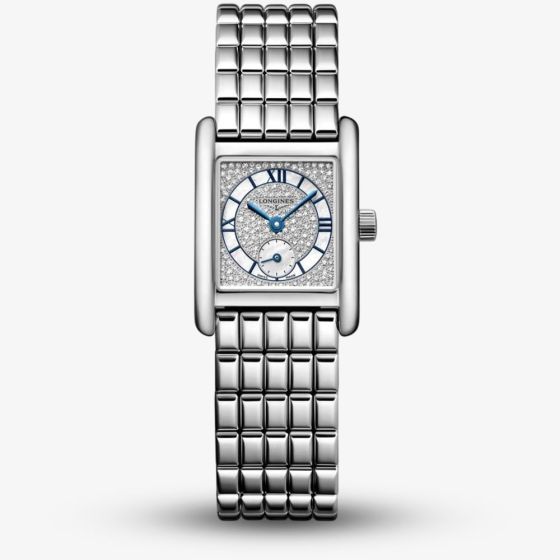 Longines Ladies Mini Dolcevita Silver Diamond Dial Bracelet Watch L5.200.4.87.6