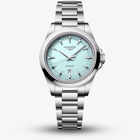 Longines Ladies Conquest Ice Blue Dial Stainless Steel Bracelet Watch L3.350.4.92.6