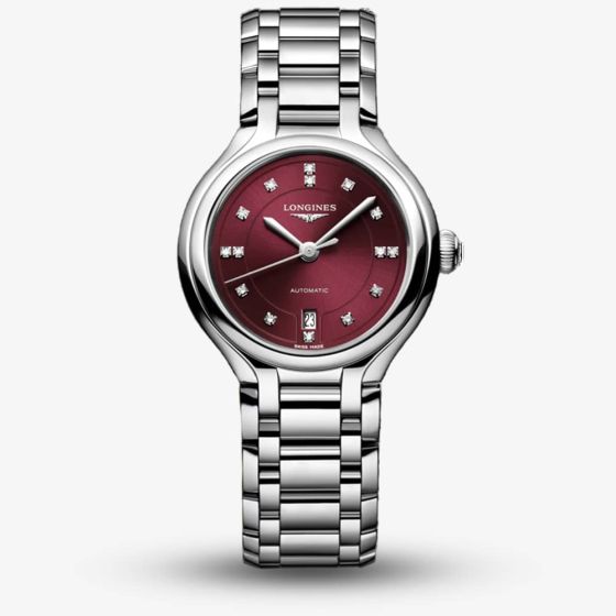 Longines Ladies PrimaLuna Red Dial Bracelet Watch L8.123.4.67.6