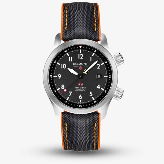 Bremont Mens MBII 43mm Automatic Watch MBII-SS-BK-C-O-P-11R