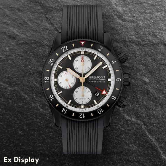 Ex-Display Bremont Mens Supermarine Black rubber Strap Watch SMARINECHRONO-JET-R-S