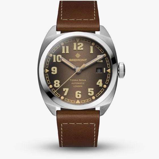 Bremont Mens Limited Edition Terra Nova Brown Leather Strap Watch TN40-DT-SS-BR-L-S