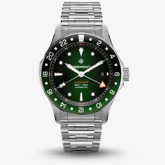 Bremont Mens Supermarine 300m GMT Tundra Green Dial Watch SM40-GMT-SS-GNBK-B