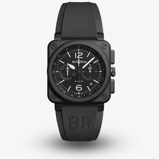 Bell & Ross Mens Instruments Black Ceramic Chronograph Watch BR0394-BL-CE