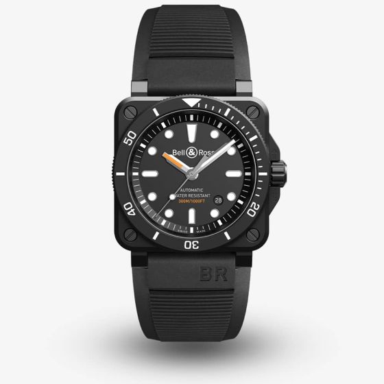 Bell & Ross Mens Instruments BR 03-92 Diver Black Matte Watch BR0392-D-BL-CE/SRB