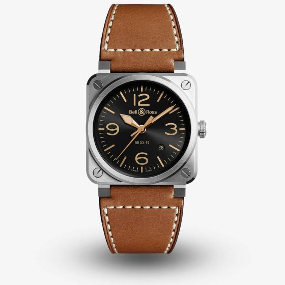 Bell & Ross Mens BR 03-92 Golden Heritage Watch BR0392-GH-ST/SCA