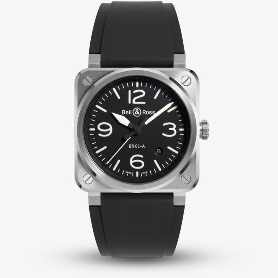 Bell & Ross BR03 Black Steel Automatic Black Dial Watch BR03A-BL-ST/SRB
