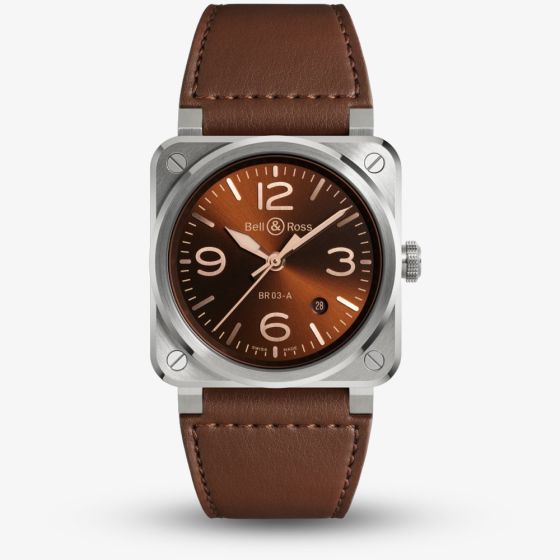 Bell & Ross BR03 Gold Heritage Automatic Brown Dial Watch BR03A-GH-ST/SCA