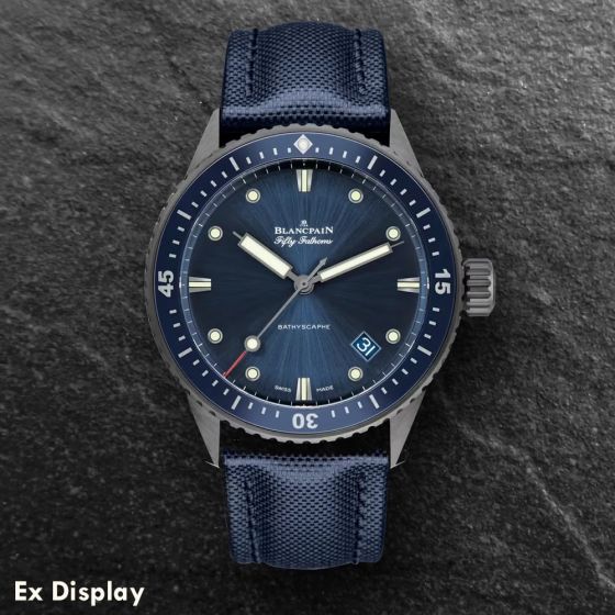 Ex-Display Blancpain Mens Fifty Fathoms Bathyscaphe Grey & Blue 43mm Watch 5000 0240 052A