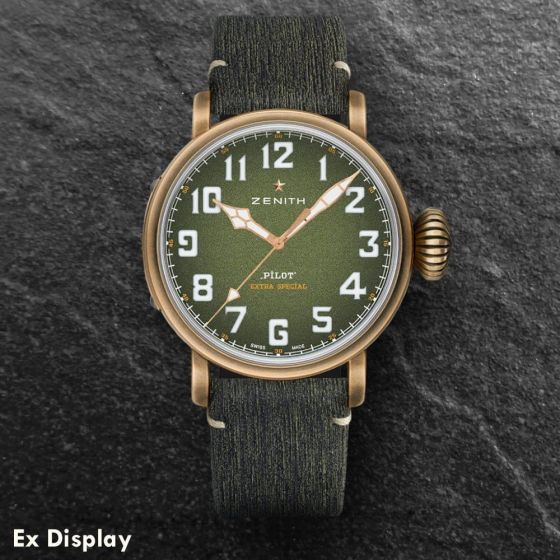 Ex-Display Zenith Mens Pilot Type 20 Adventure Bronze Green 45mm Watch 29.2430.679/63.I001