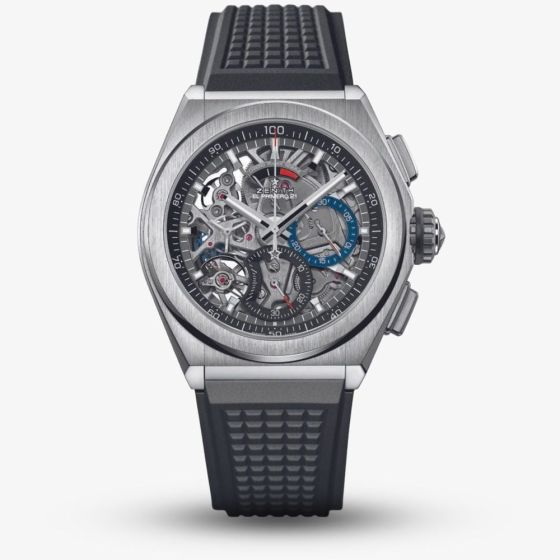 Zenith Mens Defy El Primero 21 Skeleton Dial Black Strap Watch 95.9000.9004/78.R782