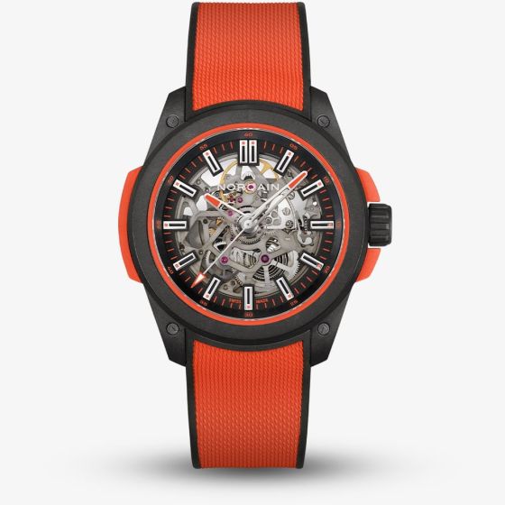 NORQAIN Wild One Skeleton Coral Orange Rubber Strap Watch N3000.07Q31.B13.R01