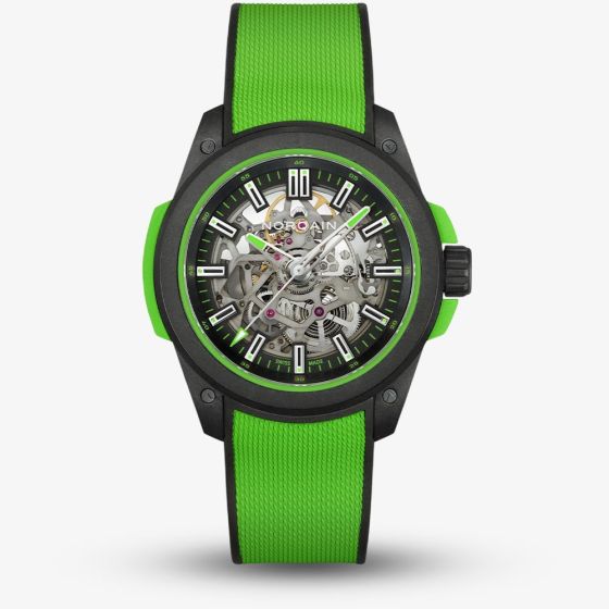 NORQAIN Wild One Skeleton Green Rubber Strap Watch N3000.07Q20.B14.R01