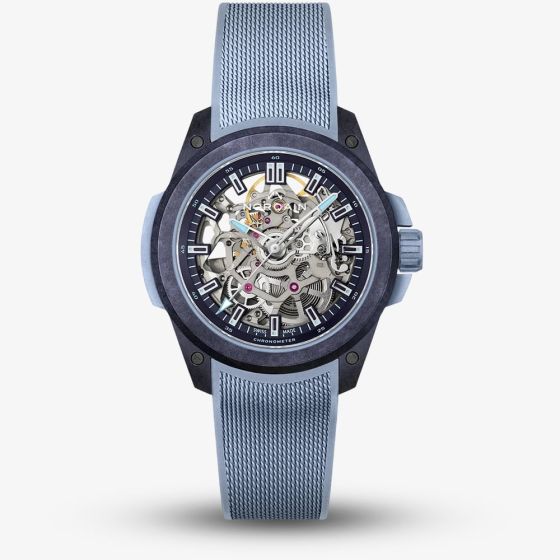 NORQAIN Wild One Skeleton Purple Ice Blue Rubber Strap Watch N3001.07Q05.P01.R01