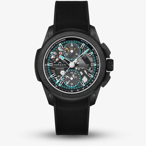 NORQAIN Wild One Skeleton Chrono Black Rubber Strap Watch N3002.40Q01.B07.R01