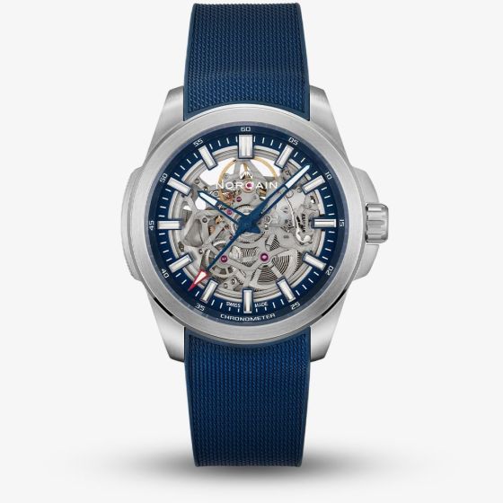 NORQAIN Independence Skeleton Blue Rubber Strap Watch N3000.07S01.A01.R01