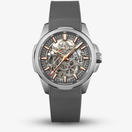 NORQAIN Independence Skeleton Grey Rubber Strap Watch N3000.07S02.G01.R01