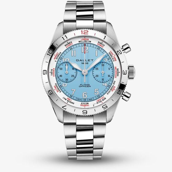 Gallet Mens Flying Officer Chronograph Blue Dial Bracelet Watch AG2301131C1A1
