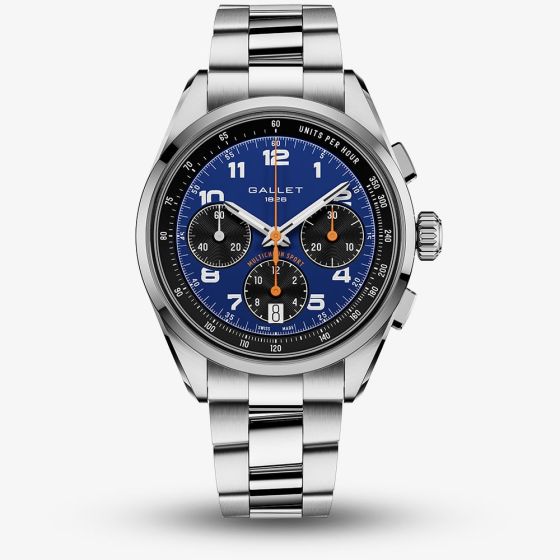 Gallet Mens Multichron Sport Chronograph Blue Dial Bracelet Watch AG2302101C1A1