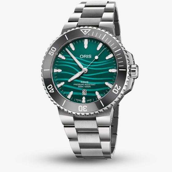 Oris Mens Limited Edition Aquis Yangtze Jiangtun Green Bracelet Watch 01 733 7789 4197-Set
