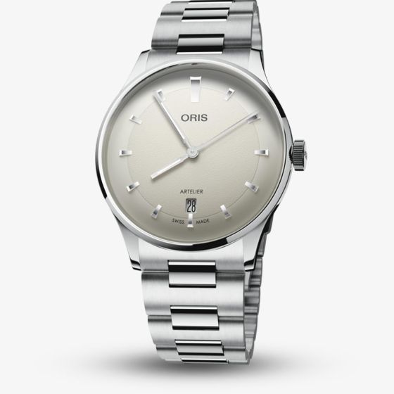 Oris Mens Artelier Date White Dial Stainless Steel Bracelet Watch 01 733 7810 4051-07 8 20 20