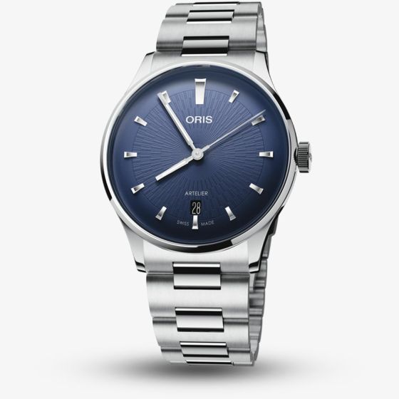 Oris Mens Artelier Date Blue Dial Stainless Steel Bracelet Watch 01 733 7810 4055-07 8 20 20