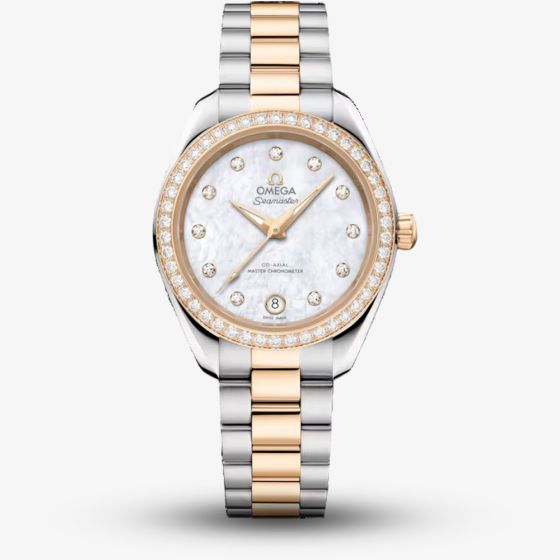 OMEGA  Ladies Seamaster Aqua Terra 150m Two Tone Mother Of Pearl Dial Watch 220.25.30.20.55.001