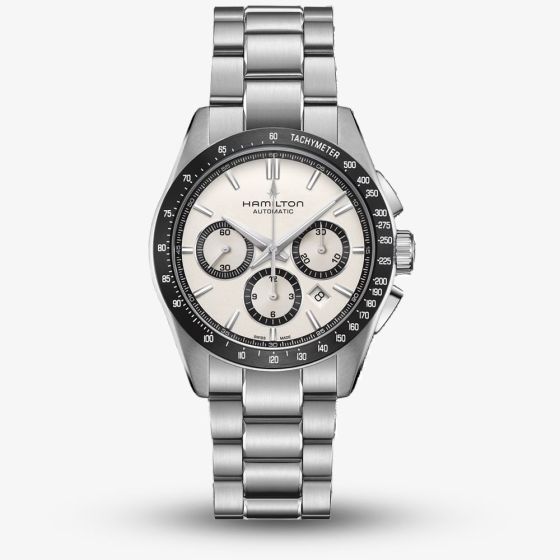 Hamilton Mens Jazzmaster Performer Automatic White Chronograph Dial Watch H36606110