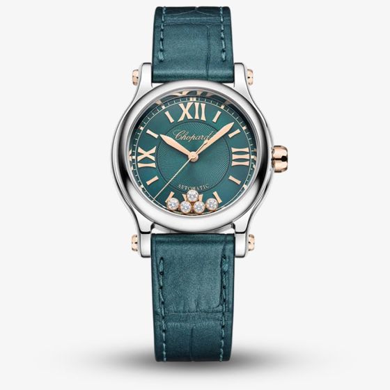 Chopard Ladies Happy Sport Mint Green Leather Strap Watch 278573-3030