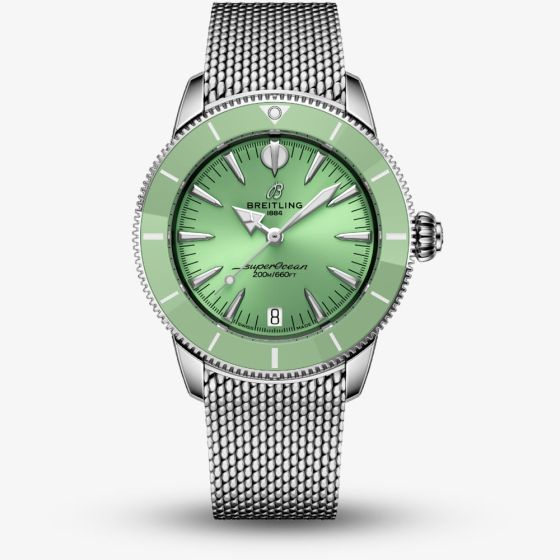 Breitling Mens Superocean Heritage Automatic 36mm Green Dial Watch A10390361L1A1