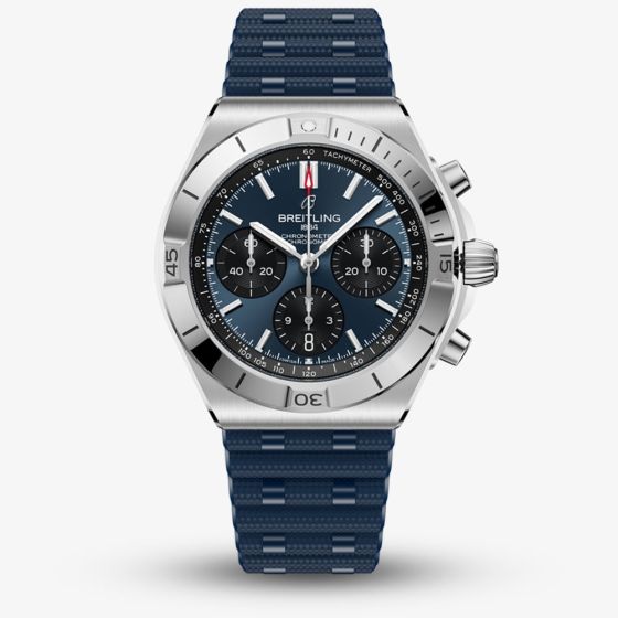 Breitling Mens Chronomat B01 42 Blue Rubber Strap Watch AB0158101C1S1