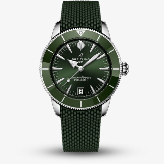 Breitling Mens Superocean Heritage B31 Automatic 44 Green Rubber Strap Watch AB3112361L1S1