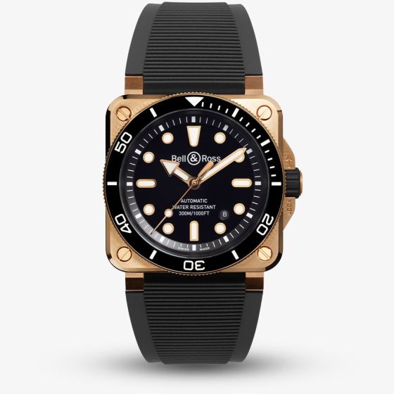 Bell & Ross Mens Limited Edition BR-03 Diver Black Bronze Strap Watch BR03A-D-BL-BR/SCA
