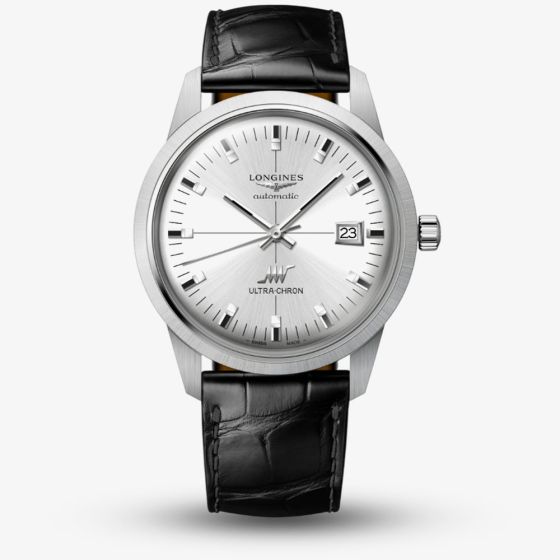 Longines Mens Ultra Chron Automatic Leather Strap Watch L2.937.4.72.2