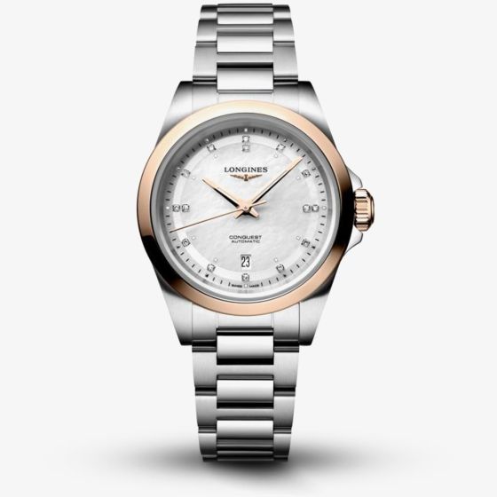 Longines Ladies Conquest Two Tone Mother Of Pearl Dial Watch L3.320.5.87.6