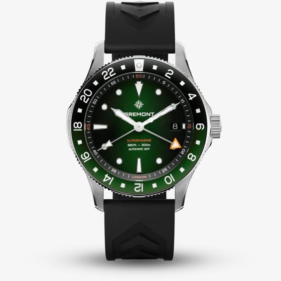Bremont Mens Supermarine 300m GMT Tundra Green Watch SM40-GMT-SS-GNBK-R-S