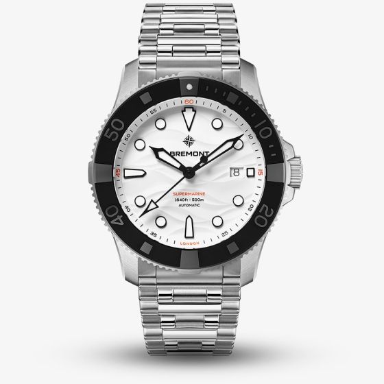 Bremont Mens Supermarine 500m Polar White Dial Bracelet Watch SM43-DT-SS-WH-B