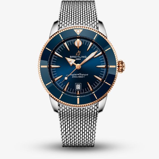 Breitling Mens Superocean Heritage B31 Automatic 44mm Blue & Rose Gold Watch UB3112161C1A1