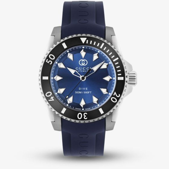 Gucci Mens Dive Blue Rubber Strap Watch YA136359