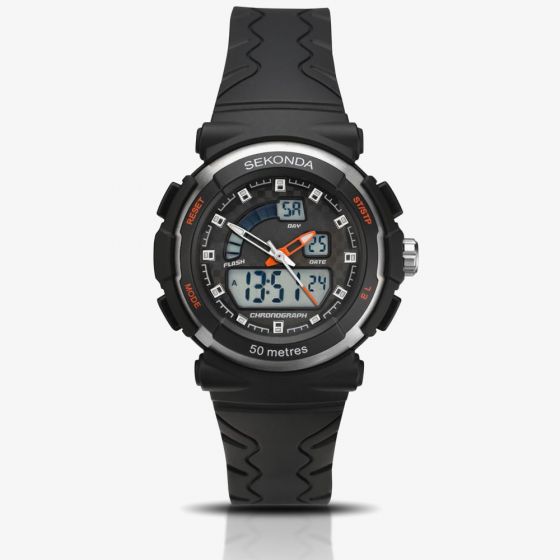 Sekonda Ladies Dual Display Black Plastic Strap Watch 2423