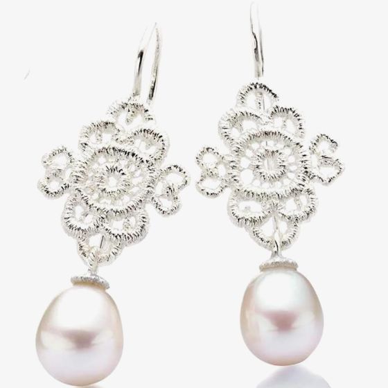 Sterling Silver Pearl Dropper Earrings 2460-AG-SW-1