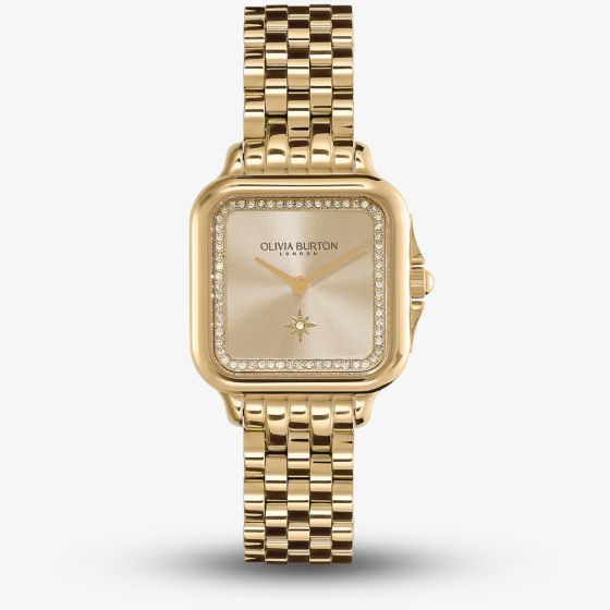 Olivia Burton Grosvenor Champagne Sunray Dial Watch 24000084