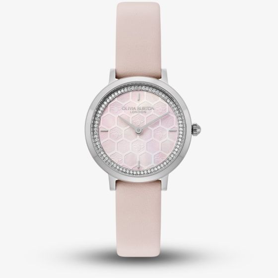 Olivia Burton Ladies Ultra Slim Honeycomb Pink Dial Watch 24000270